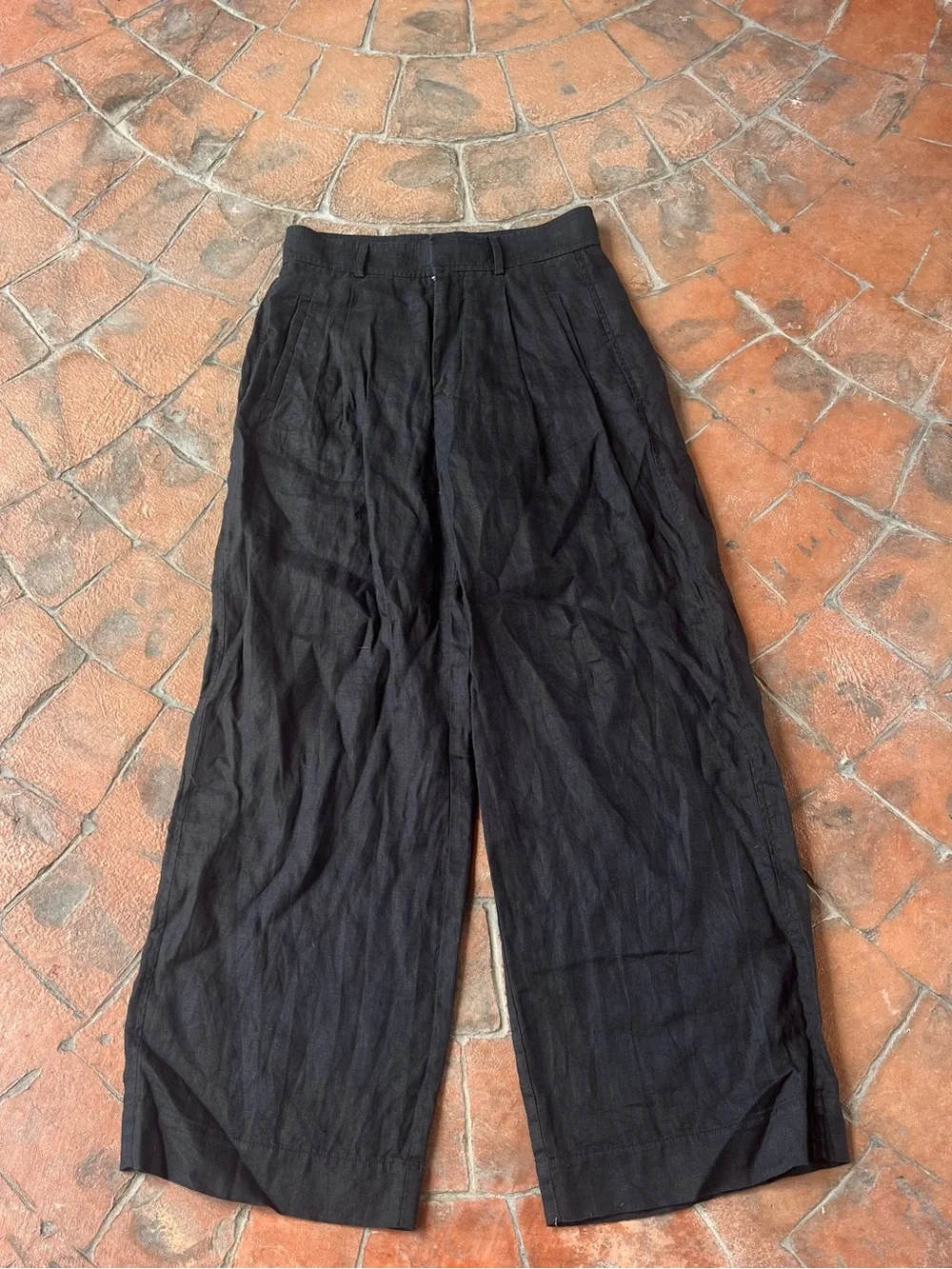 Everlane The Linen Flax Way High Drape Pants Black Size 4